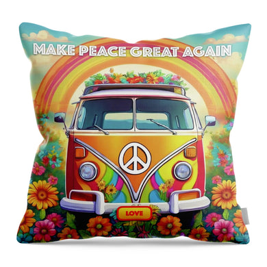 MAKE PEACE GREAT AGAIN - Love Van - Throw Pillow