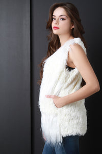 Double Texture Faux Fur Vest - visitors