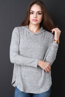 Hoodie Marled Knit Top - visitors