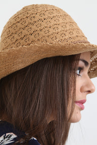 Crochet Eyelet Cloche Sun Hat - visitors