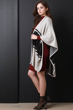 Color Block Open Front Poncho Cardigan - visitors