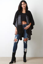 Color Block Open Front Poncho Cardigan - visitors