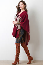 Color Block Open Front Poncho Cardigan - visitors