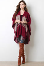 Color Block Open Front Poncho Cardigan - visitors