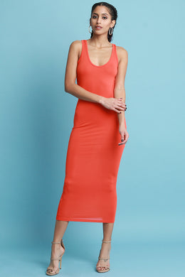 Scoop Neck Jersey Knit Midi Dress - visitors