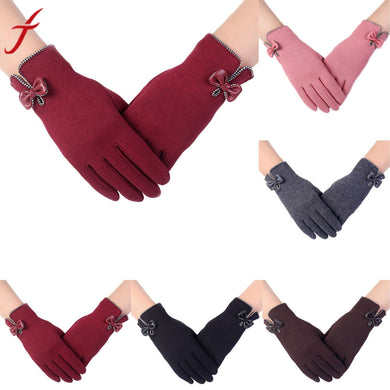 High Quality   Screen Gloves Ladies Womens Big Bow Winter Warm Mittens For winter gloves women - visitors