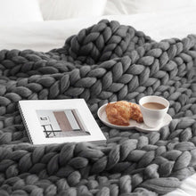 Chunky Hand Knitted Blanket - 100x120cm/39.4x47.3in - visitors